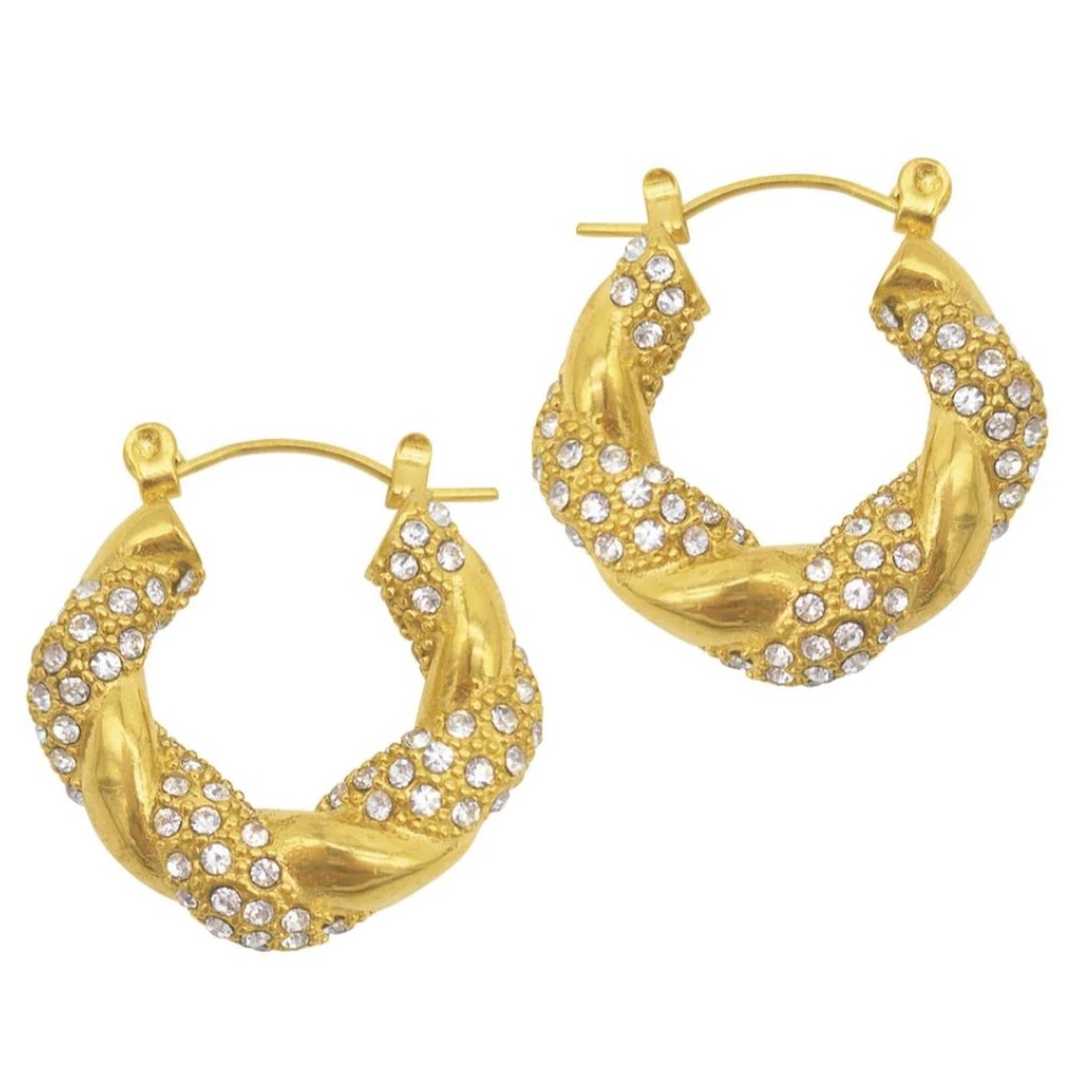 Adornia Twist Pave Wide Hoop Earrings